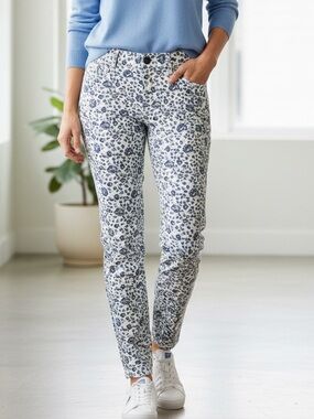J.Crew Toothpick Mid Rise Floral Stretch Jeans